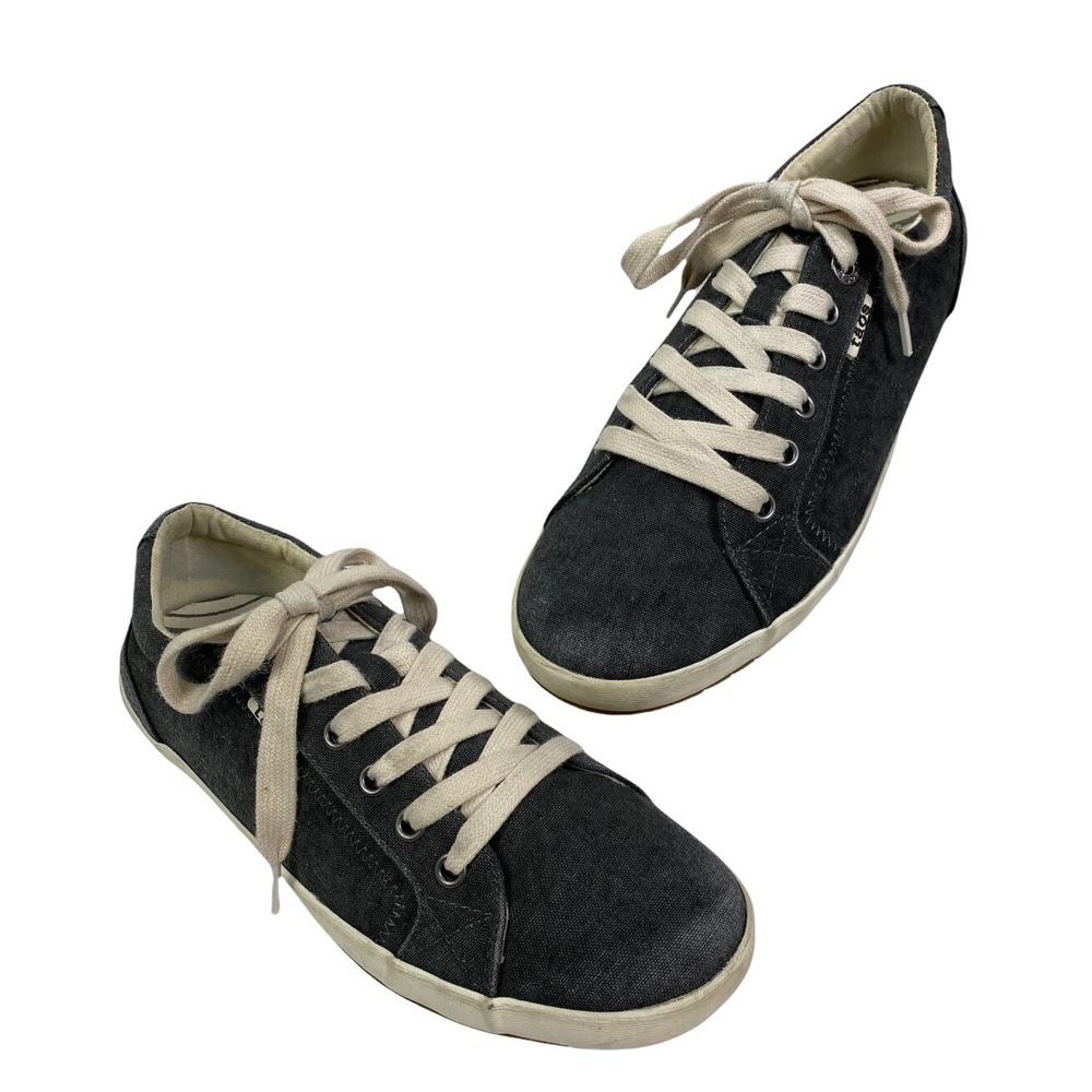 Taos Women's Sz 10 Star Charcoal Wash Canvas Tennis Sneakers Gray Preppy